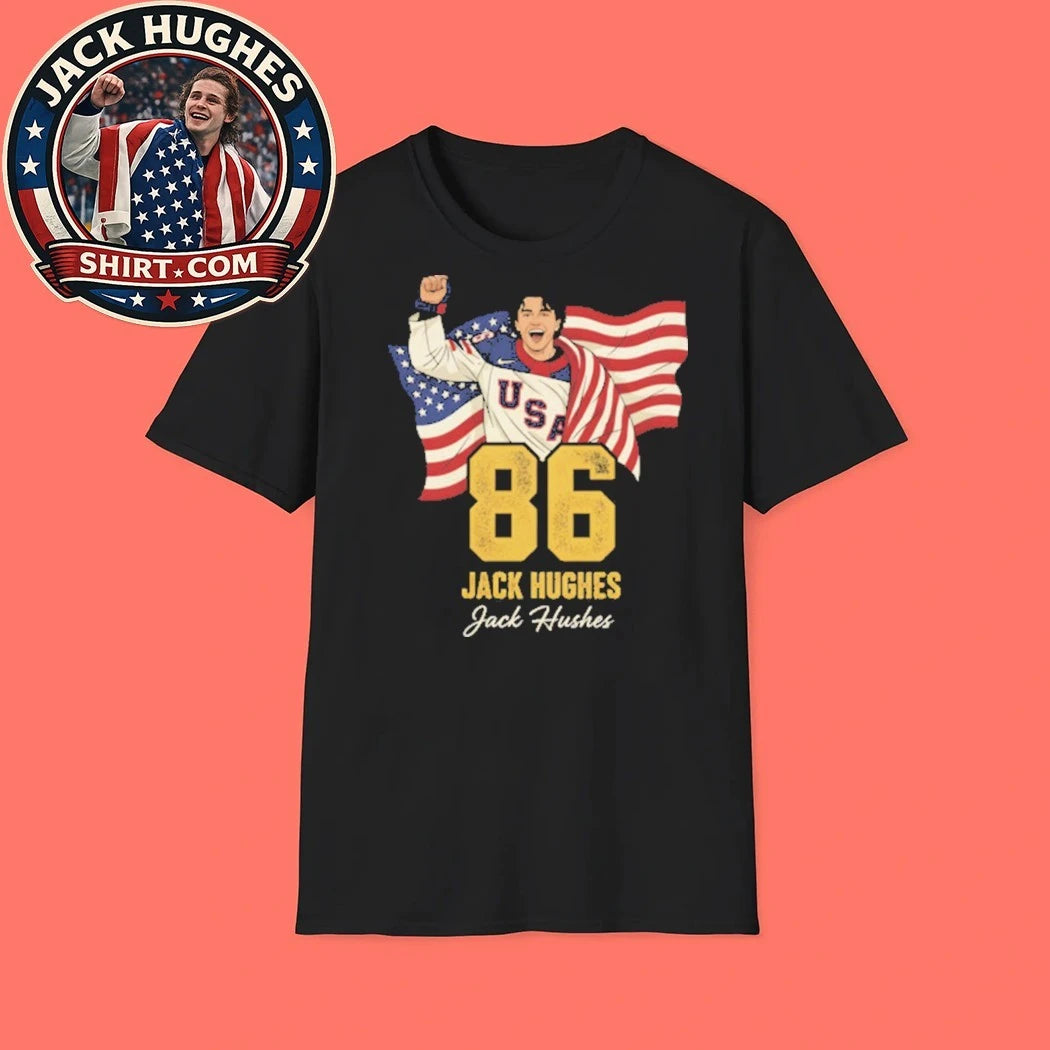 Number 86 Jack Hughes-Usa Hockey 2026 Olympics Flag New Shirt