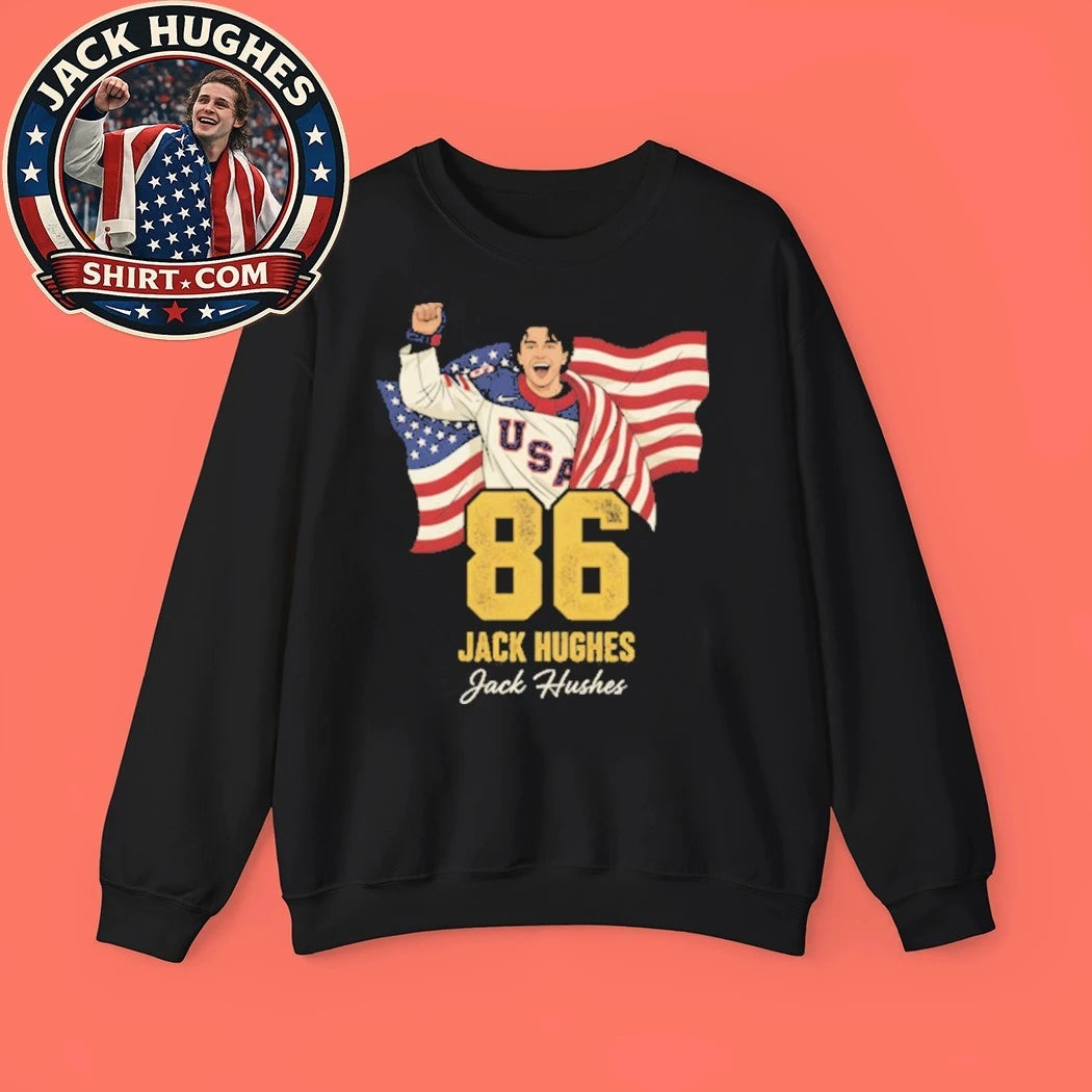 Number 86 Jack Hughes-Usa Hockey 2026 Olympics Flag New Shirt