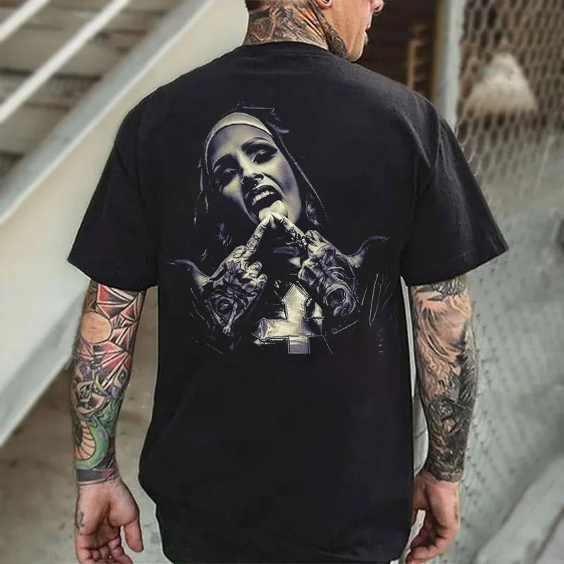 Nun and crucifix Men's printed T-shirt Hoodie, Sweatshirt | HypeCrazeTee.com