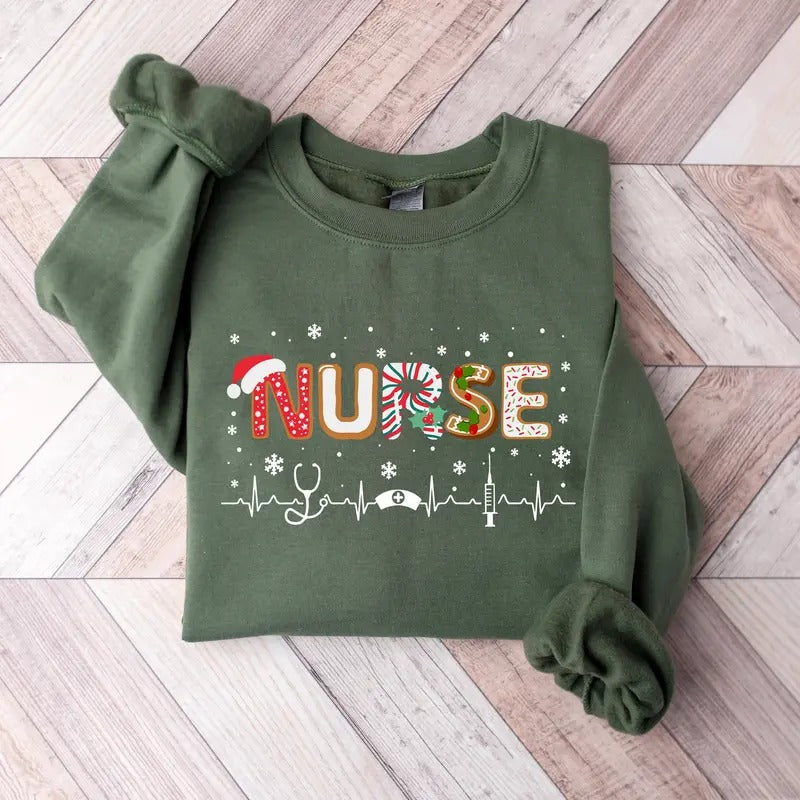Nurse Christmas Sweatshirt, Christmas Nurse Sweatshirts, Holiday Nurse Sweater, Christmas Stethoscope Shirt, Holiday...