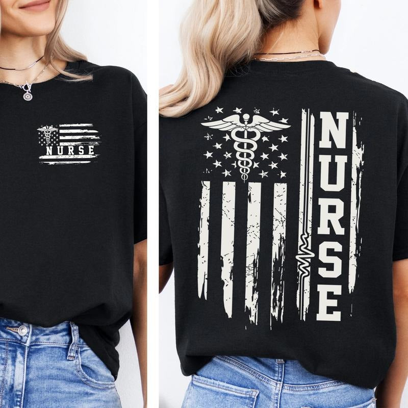 Nurse Flag T-shirt, American Flag Nurse Shirt, Nurse Appreciation Gift, Nurse Weeks Tee Hoodie, Sweatshirt | HypeCrazeTee.com