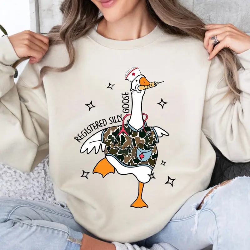 Nurse Silly Goose Nursing Student Shirt Nurse Camo Shirt Camo Silly Goose Shirt Funny Goose Him Her T-Shirts, Hoodie, Sweatshirt
