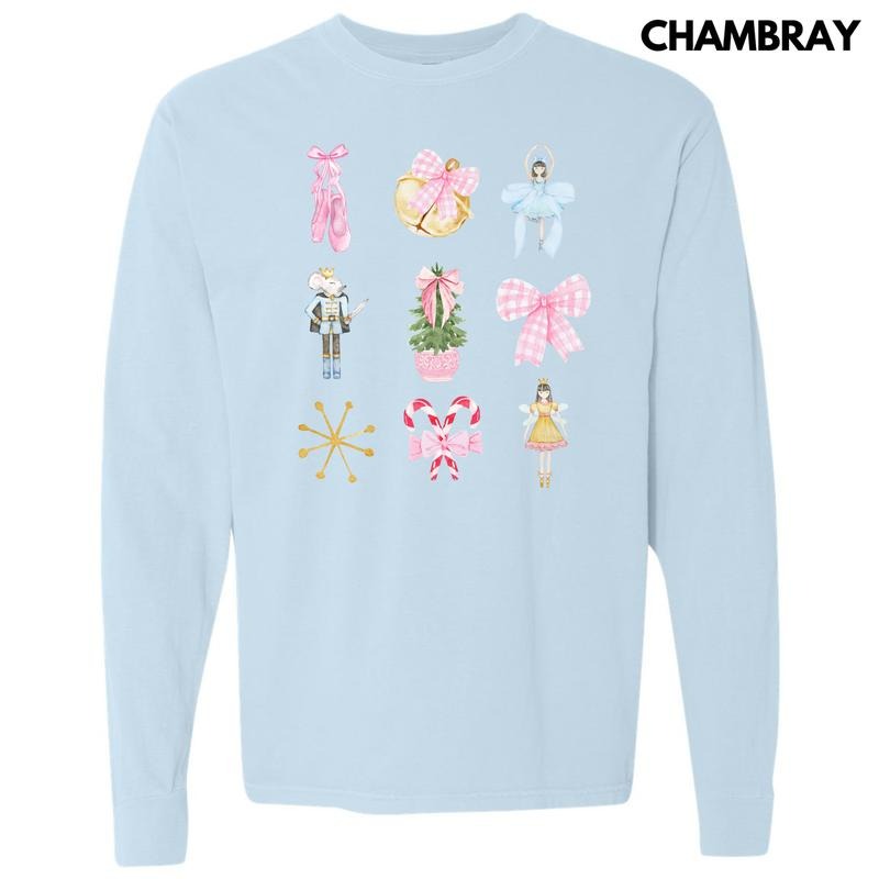 Nutcracker Ballet Bow Collage Long Sleeve Comfort Colors T-Shirt 'NLB' Hoodie, Sweatshirt | HypeCrazeTee.com