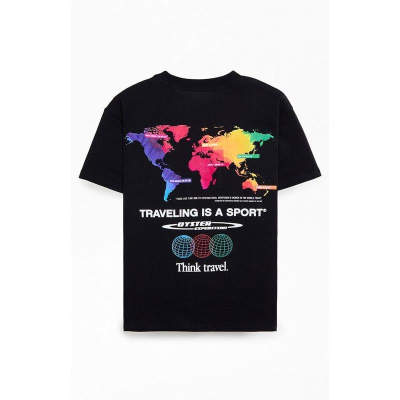 OYSTER EXPEDITION Men's Think Travel T-Shirt - Multicolor Hoodie, Sweatshirt | HypeCrazeTee.com