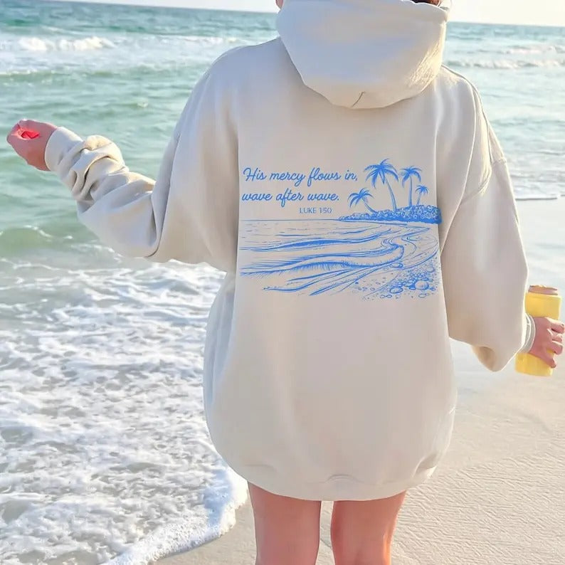 Ocean Beach Hoodie Coconut Girl Jesus Hoodie Faith Over Fear Hoodie Surf Summer Hoodie Beachy Bible Verse Christian Merch...