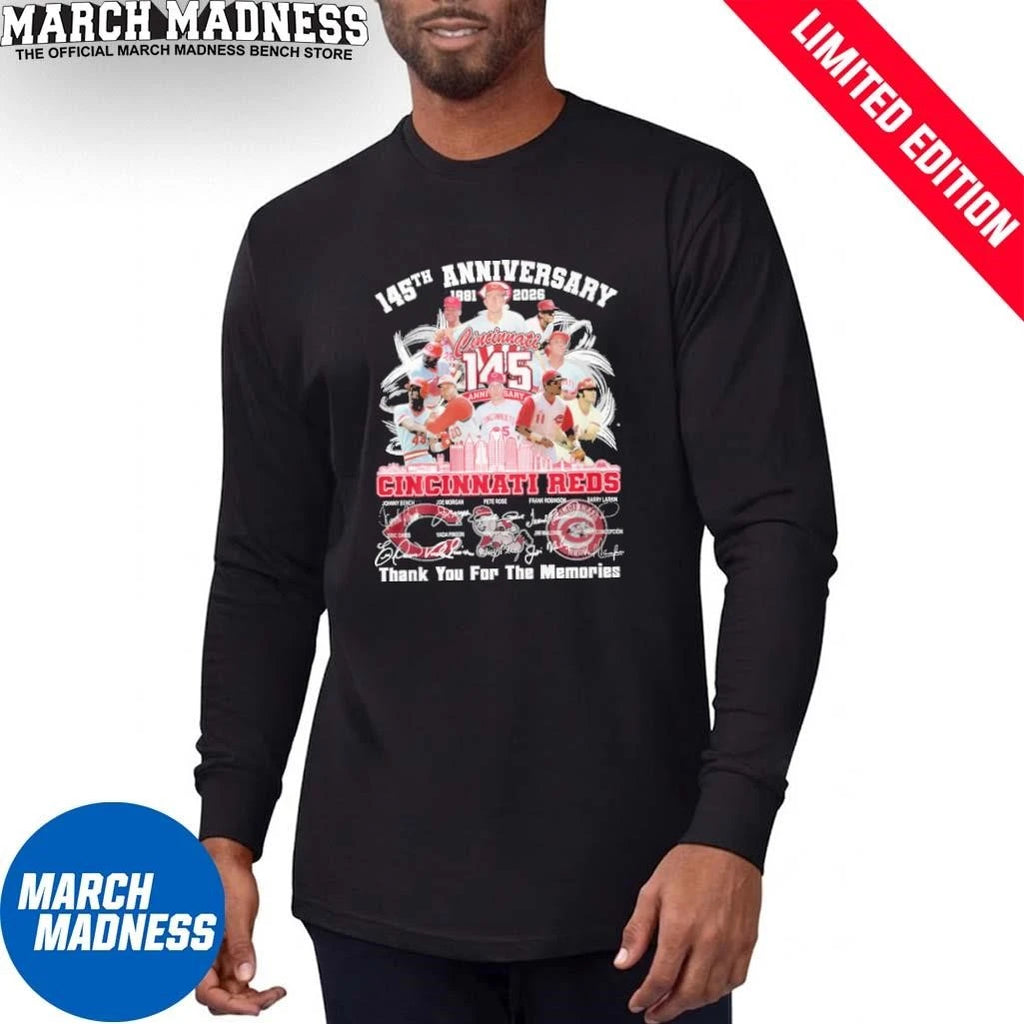 Official 145th Anniversary 1881-2026 Cincinnati Reds Thank You For The Memories Shirt