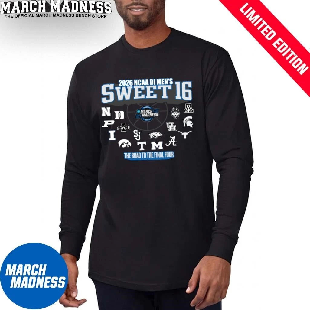 Official 16 Teams Sweet Sixteen 2026 NCAA DI Men’s Basketball T-Shirt