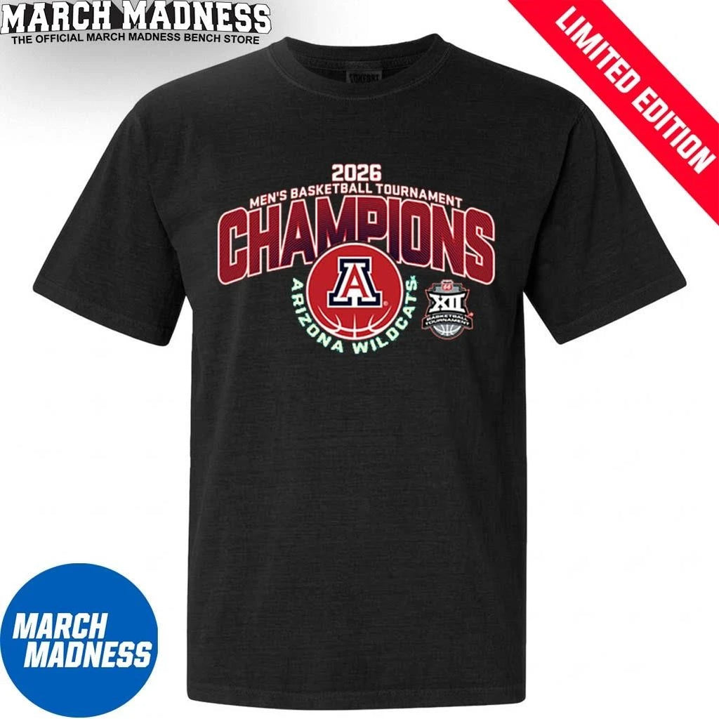 Official 2026 Big 12 Men’s Basketball Conference Tournament Champions Arizona Wildcats Shirt