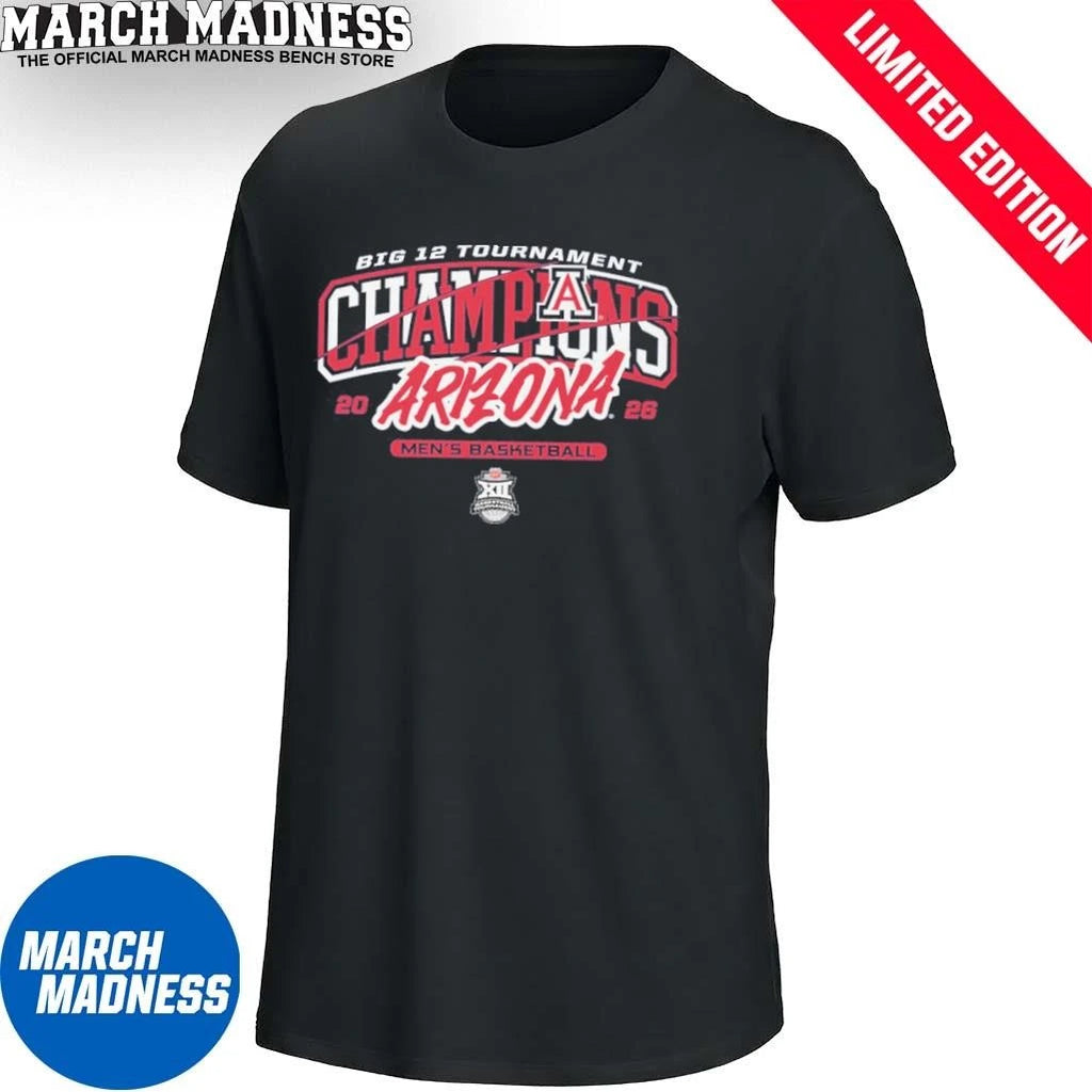 Official Arizona Men’s Basketball 2026 Big 12 Tournament Champions Banner T-Shirt