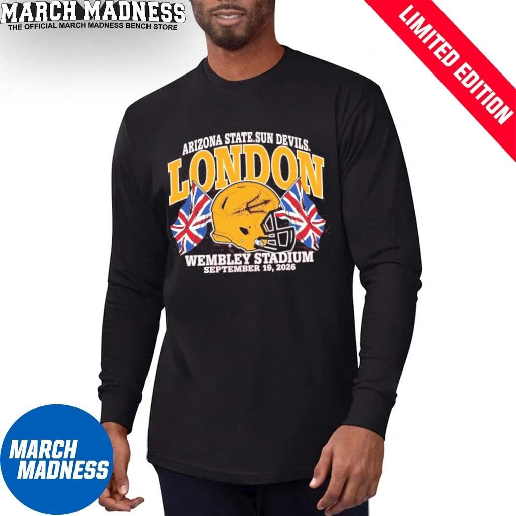 Official Arizona State University Football 2026 London Union Jack Classic Bound Shirt