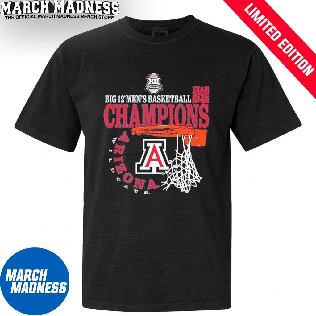 Official Arizona Wildcats 2026 Big 12 Men’s Basketball Conference Tournament Champions Basket Shirt