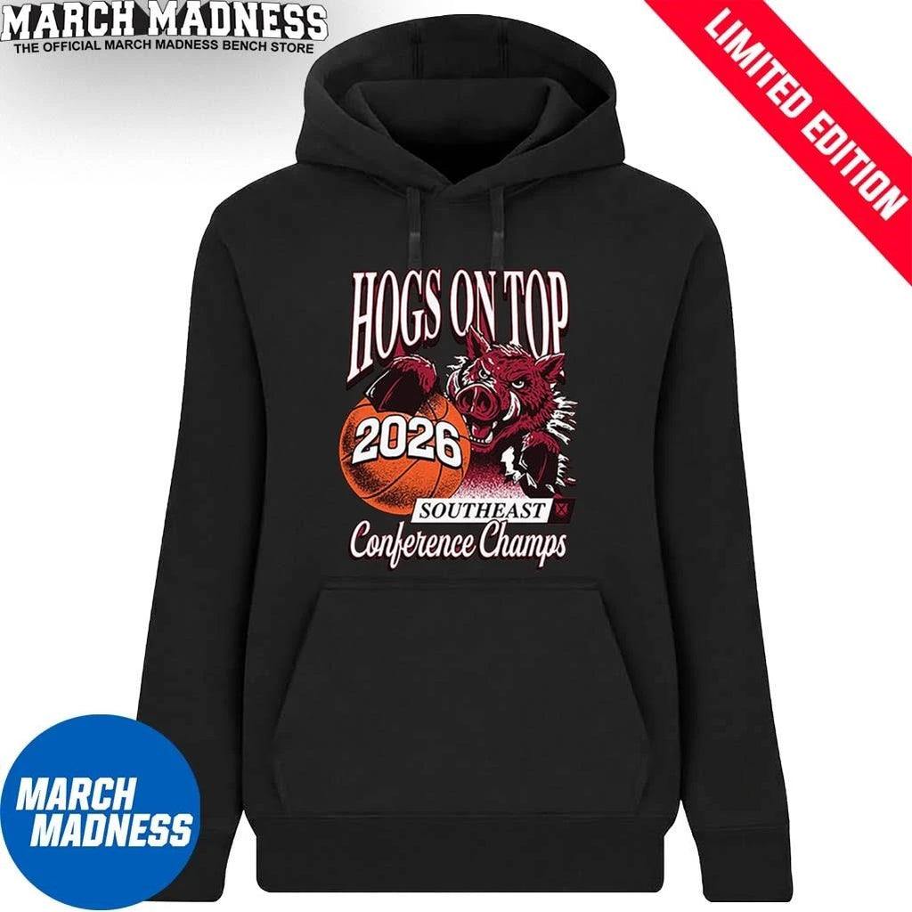 Official Arkansas Basketball Hogs On Top Southeast Conference Champs 2026 Shirt