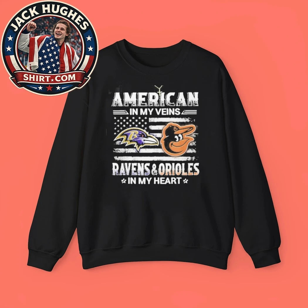 Official Baltimore Ravens And Orioles American Flag Sports Fan Shirt