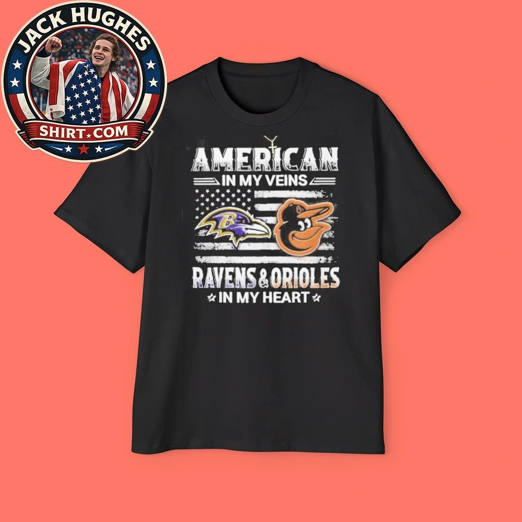 Official Baltimore Ravens And Orioles American Flag Sports Fan Shirt