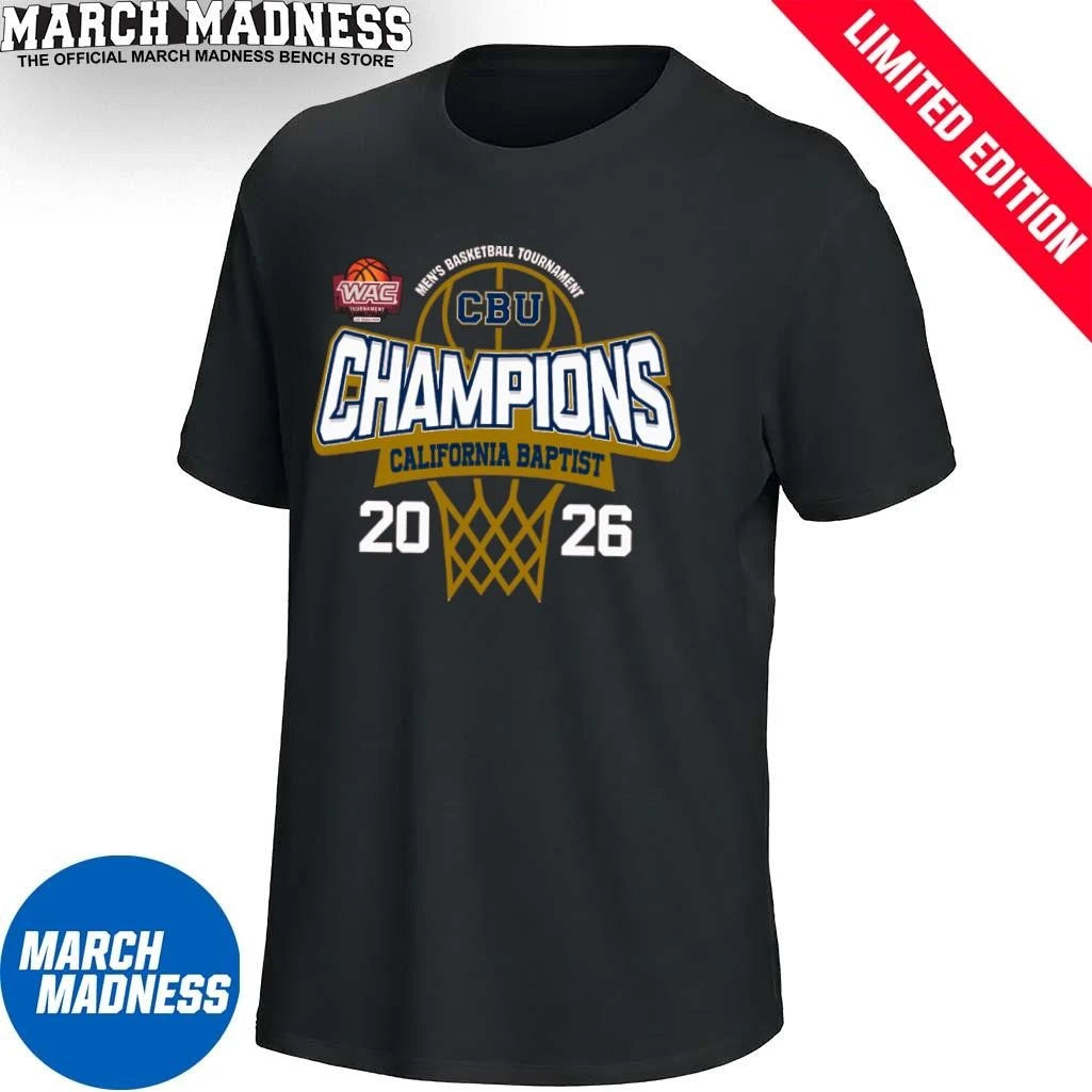 Official California Baptist Lancers 2026 WAC Men’s Basketball Tournament Champions Shirt