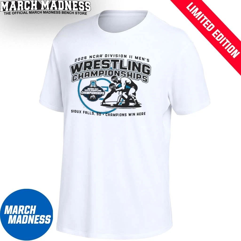 Official Champions Win Here 2026 NCAA DII Men’s Wrestling T-Shirt