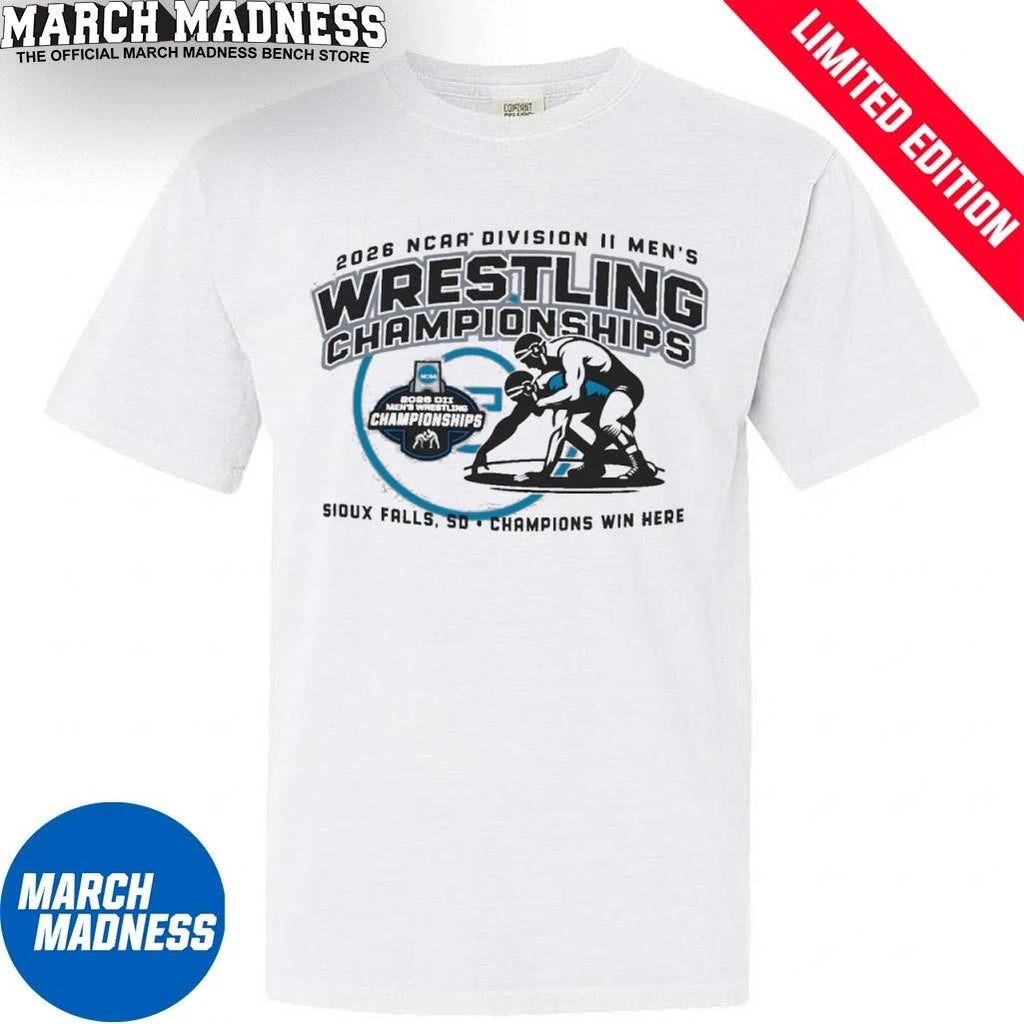Official Champions Win Here 2026 NCAA DII Men’s Wrestling T-Shirt