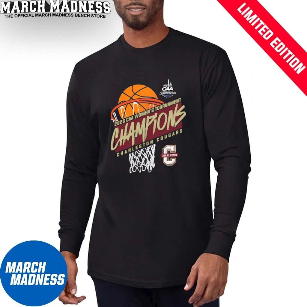 Official Charleston Cougars CAA Women’s Basketball Tournament Champions Basket T-Shirt