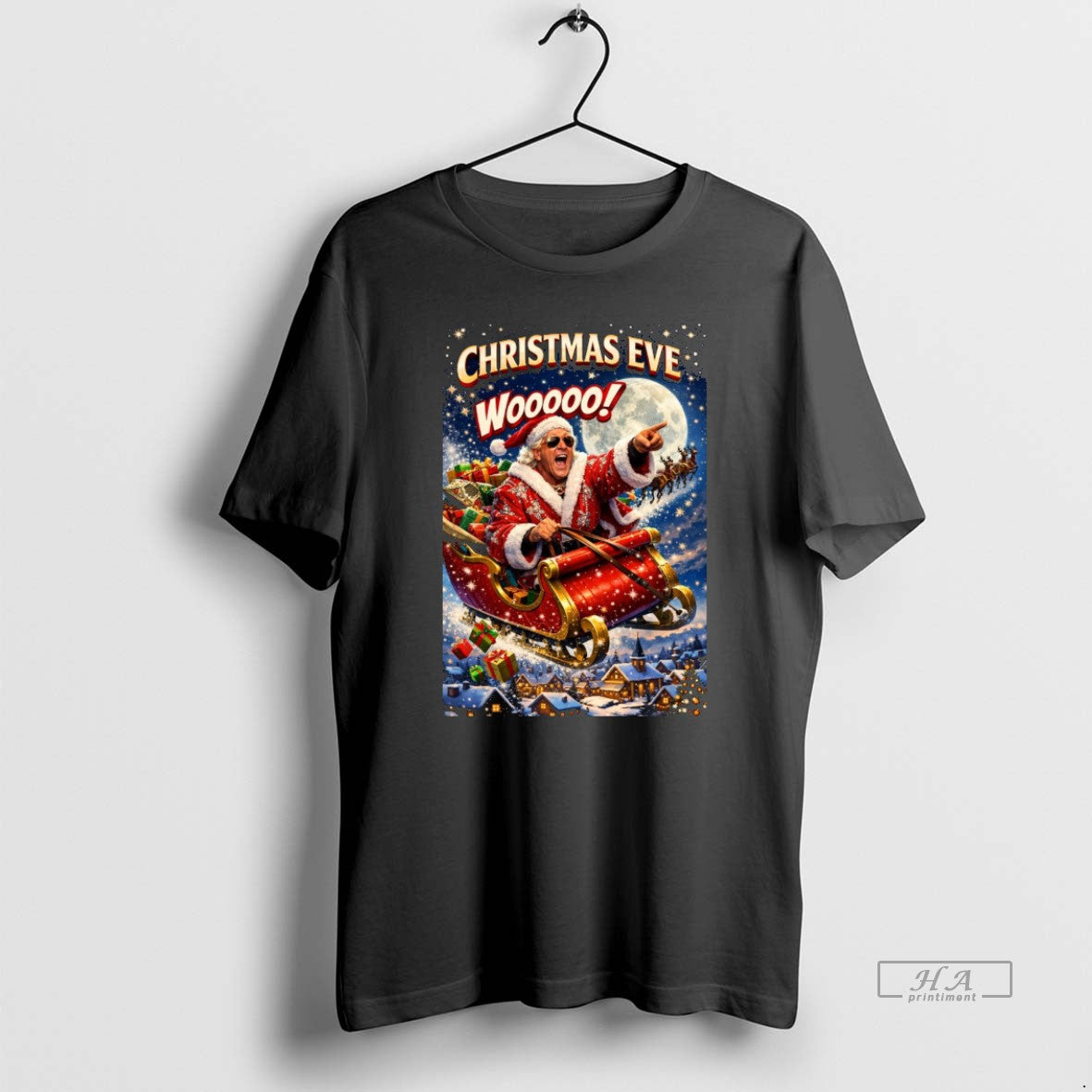Official Christmas Eve Wooooo Ric Flair Santa Claus Is Coming To Town 2025 T-Shirts, Hoodie, Sweatshirt | HypeCrazeTee.com