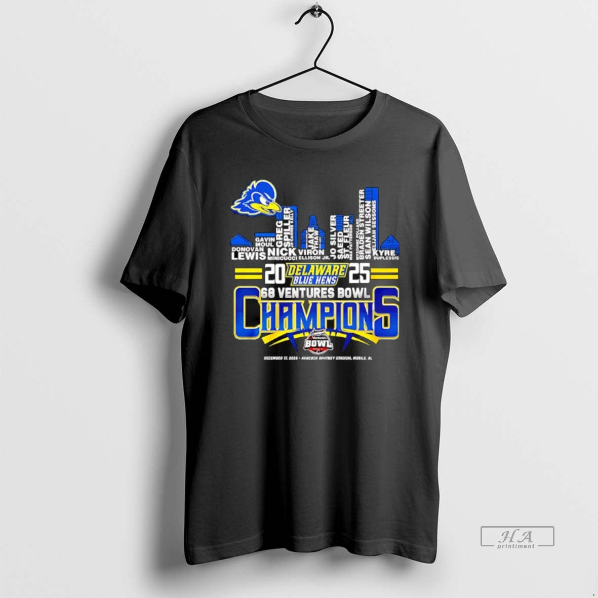 Official Delaware Fightin Blue Hens Champions Name Players Skyline City T-Shirts, Hoodie, Sweatshirt | HypeCrazeTee.com