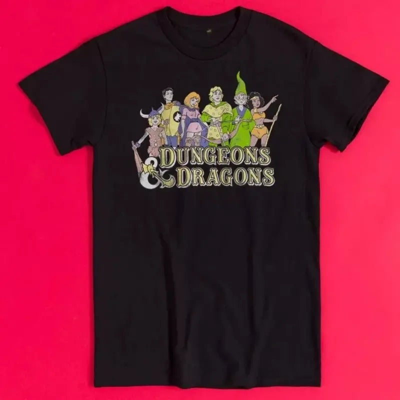 Official Dungeons And Dragons Inspired Cartoon Line Up Black T-Shirt, T-shirt For Man Top Menswear womenswear Hoodie,...