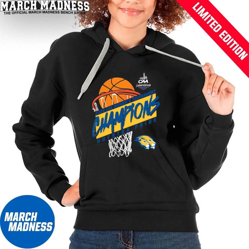 Official Hofstra Pride CAA Women’s Basketball Tournament Champions Basket T-Shirt