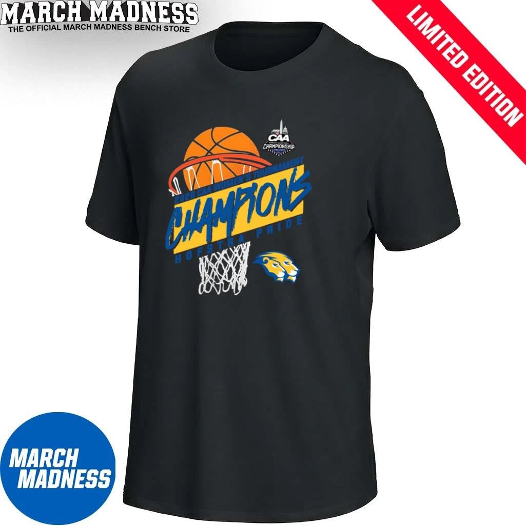 Official Hofstra Pride CAA Women’s Basketball Tournament Champions Basket T-Shirt