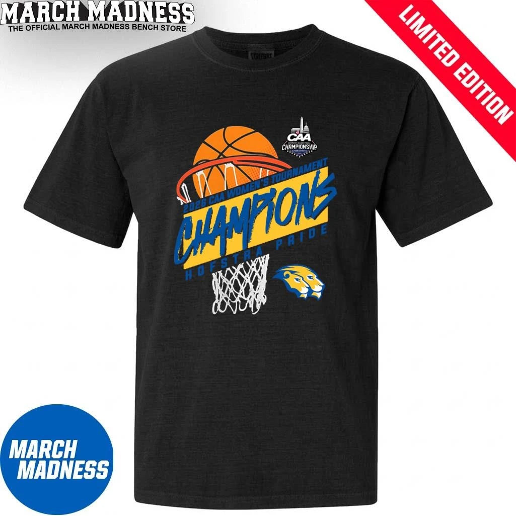 Official Hofstra Pride CAA Women’s Basketball Tournament Champions Basket T-Shirt