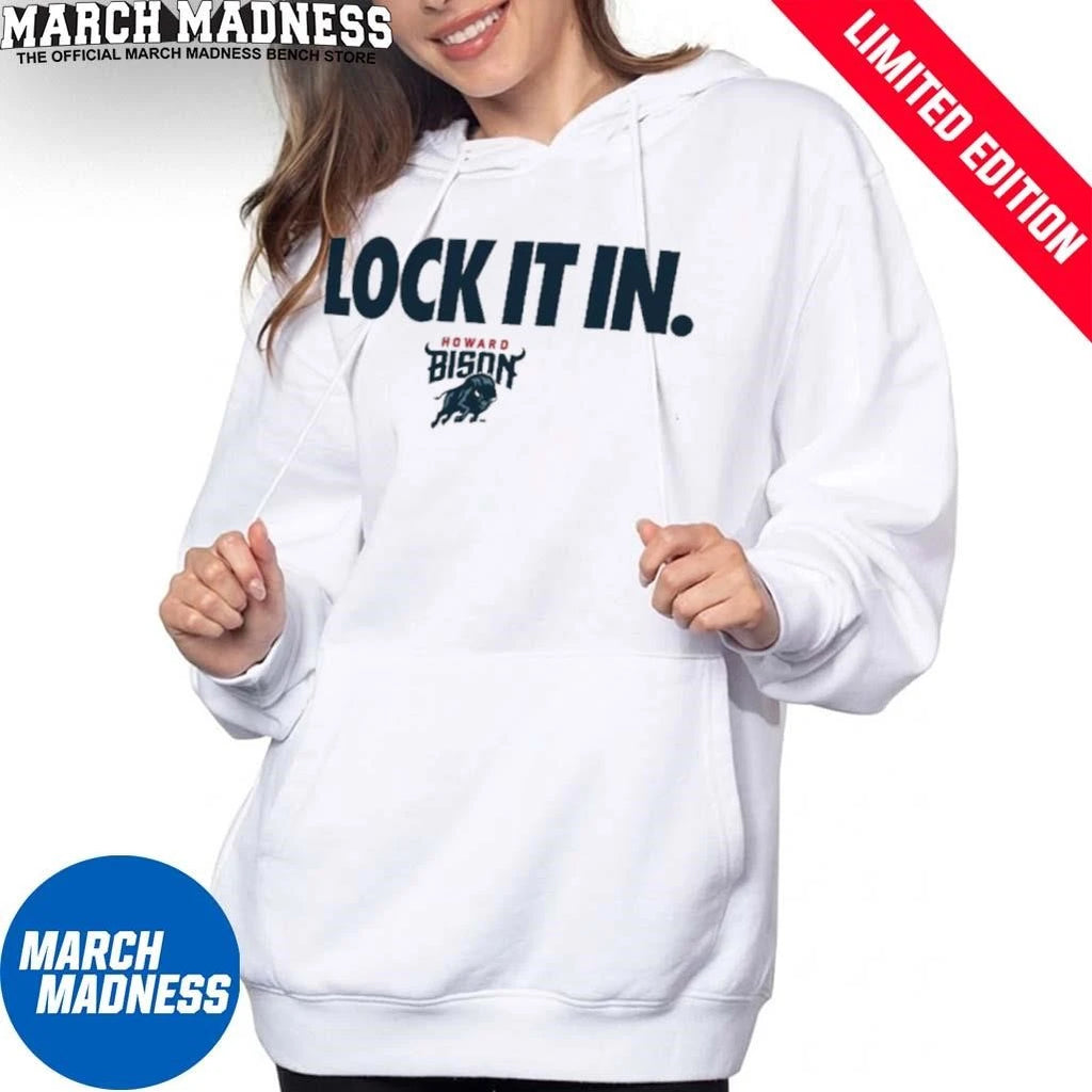 Official Howard University Basketball Lock It In Bench T-Shirt