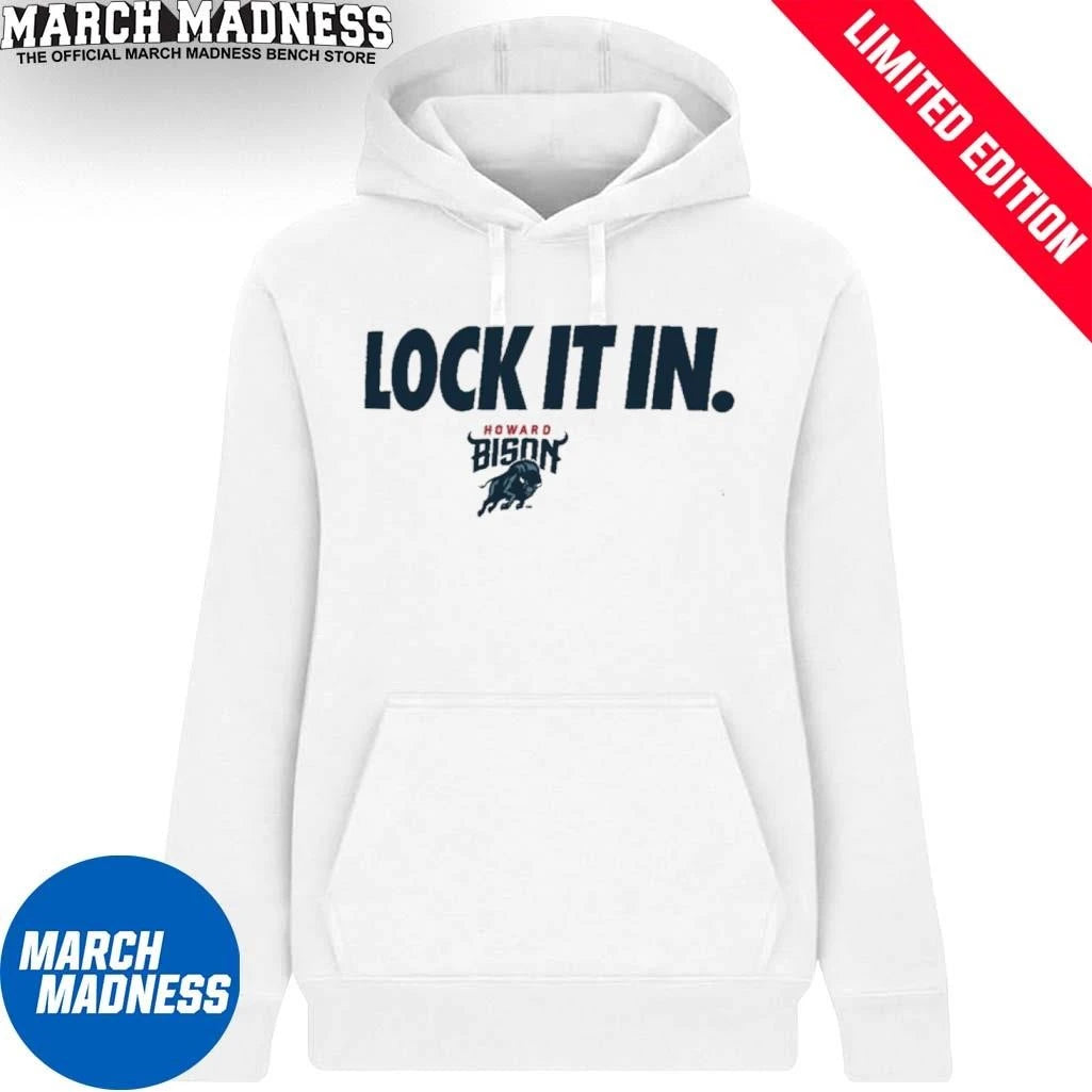 Official Howard University Basketball Lock It In Bench T-Shirt