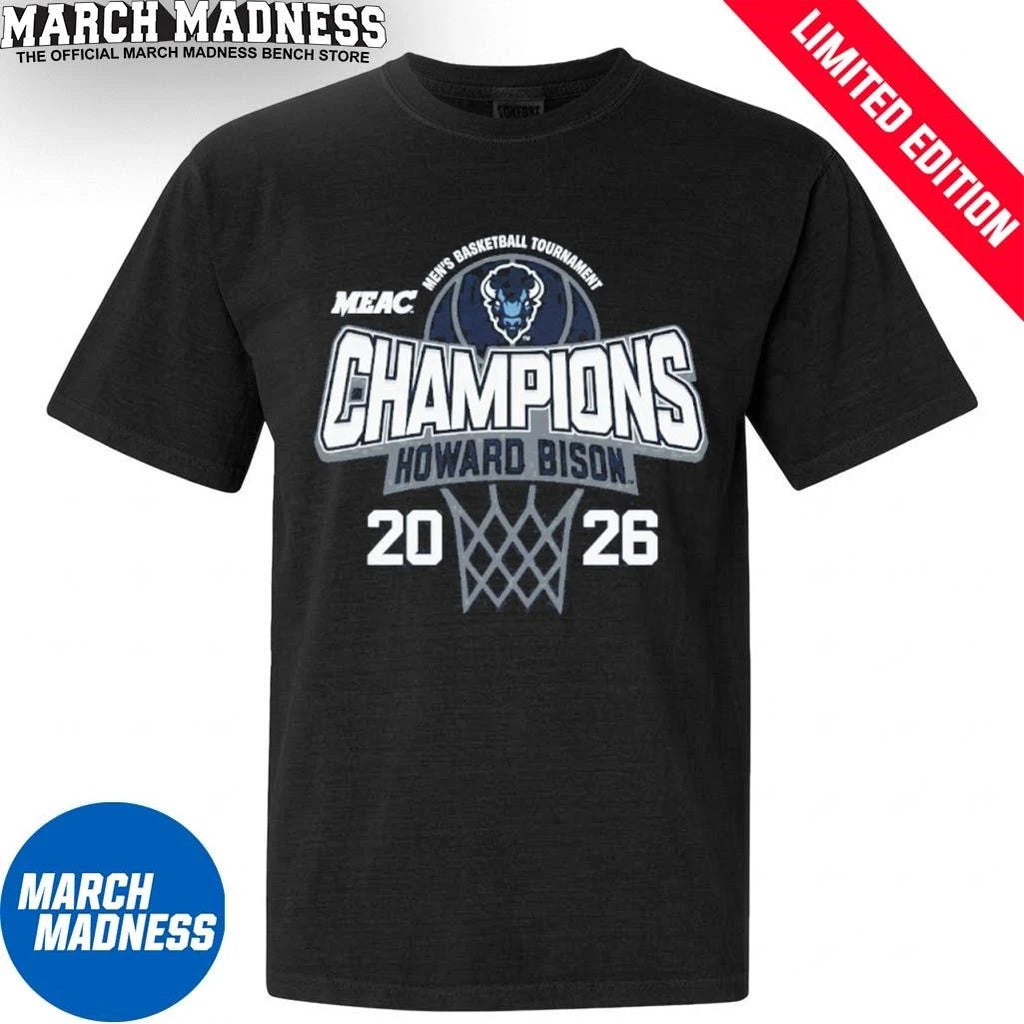 Official Howard University Men’s Basketball 2026 MEAC Tournament Champions T-Shirt