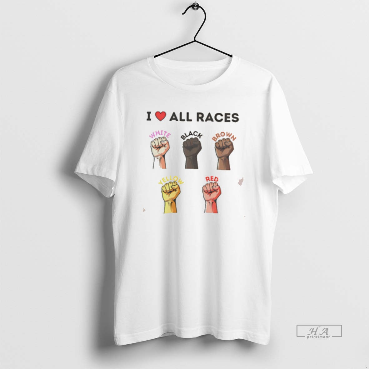 Official I Love All Races White Black Brown Yellow Red Tee Hoodie, Sweatshirt | HypeCrazeTee.com