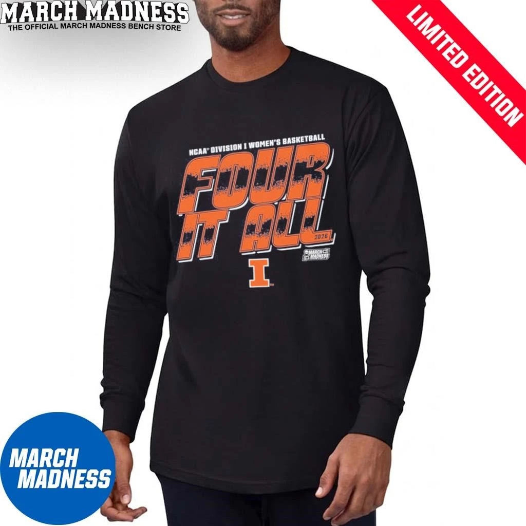 Official Illinois Women’s Basketball Four It All 2026 March Madness Shirt