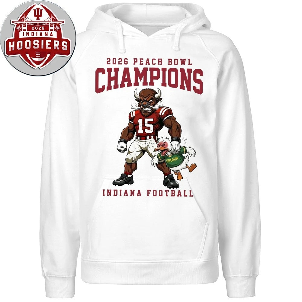 Official Indiana Football Peach Bowl Champions College Football Playoffs Mascot Hoodie Shirt