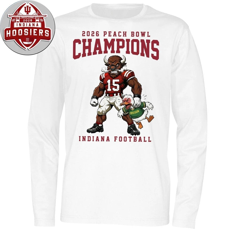 Official Indiana Football Peach Bowl Champions College Football Playoffs Mascot Hoodie Shirt