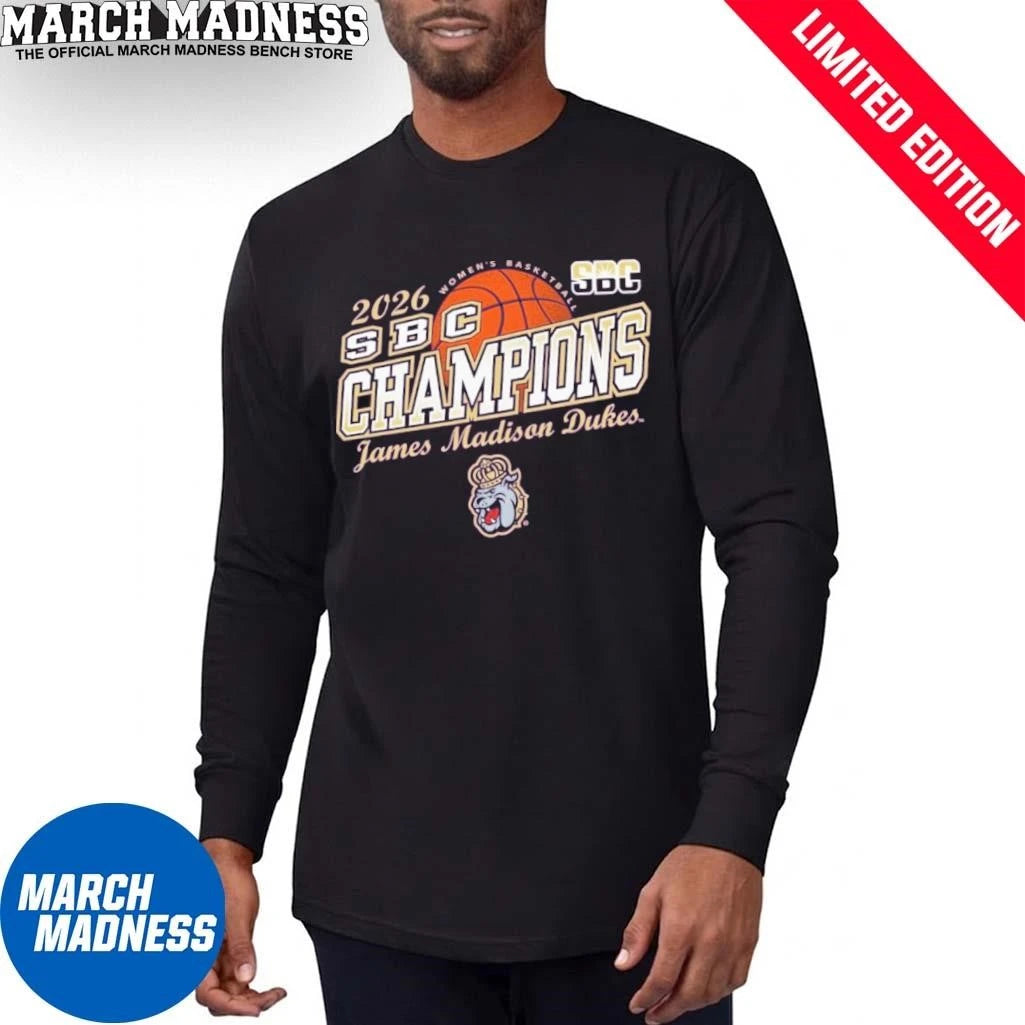Official James Madison Dukes 2026 Sun Belt Women’s Basketball Tournament Champions T-Shirt