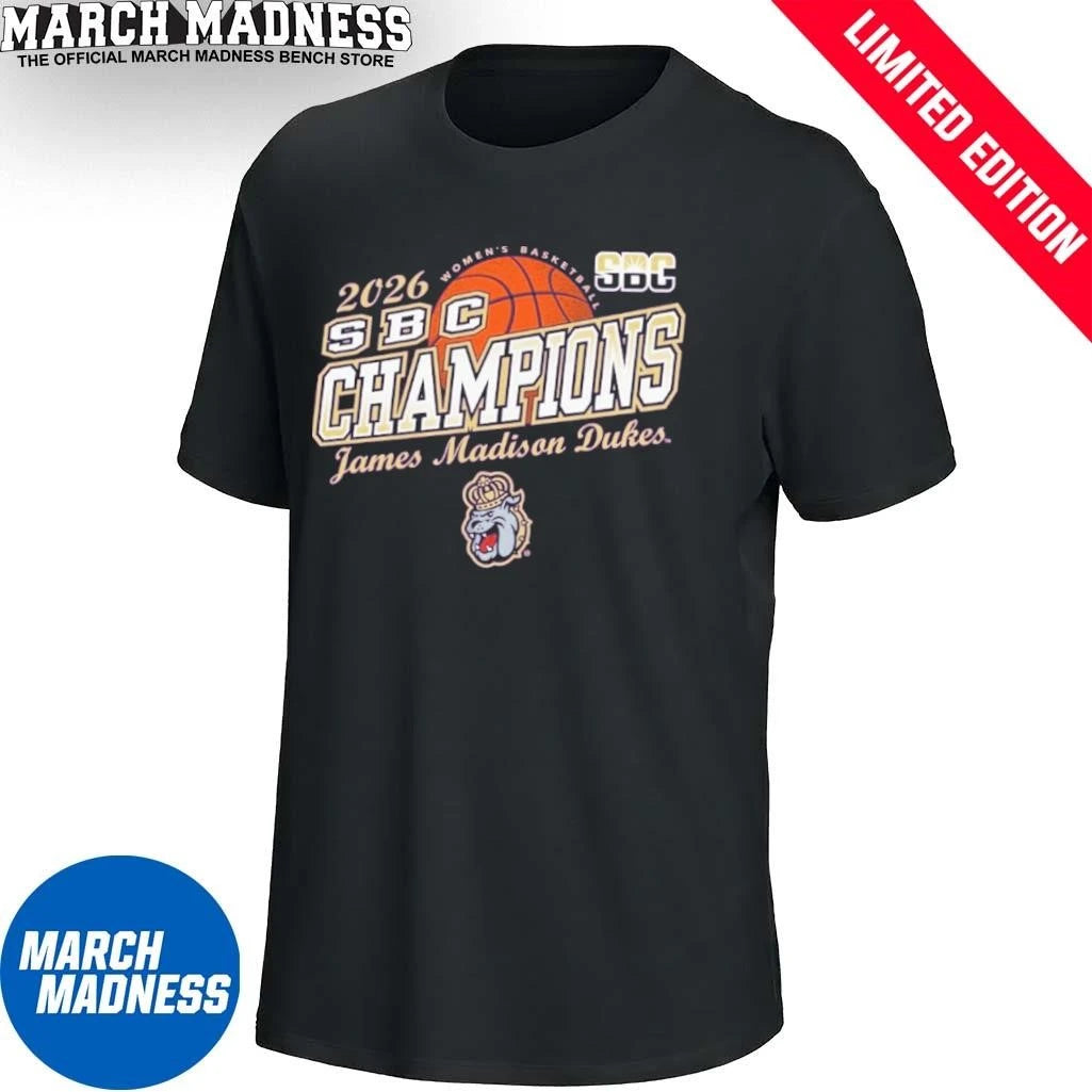 Official James Madison Dukes 2026 Sun Belt Women’s Basketball Tournament Champions T-Shirt