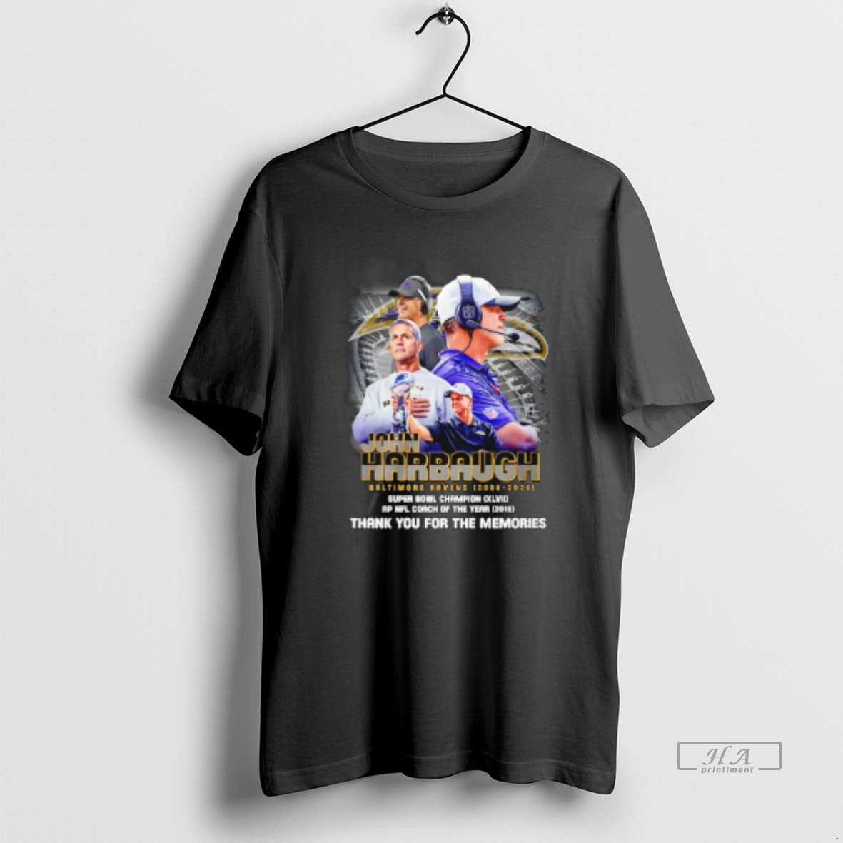 Official John Harbaugh Baltimore Ravens Thank You For The Memories T-Shirts, Hoodie, Sweatshirt | HypeCrazeTee.com