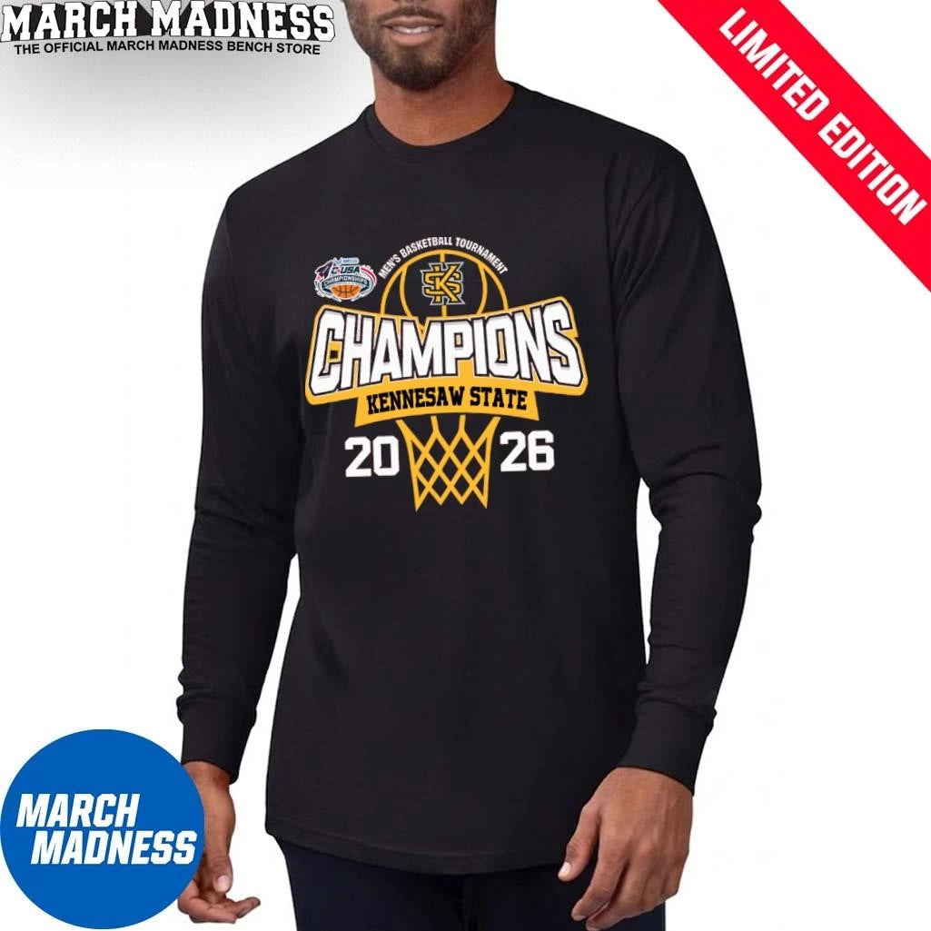 Official Kennesaw State Owls 2026 C-USA Men’s Basketball Tournament Champions T-Shirt