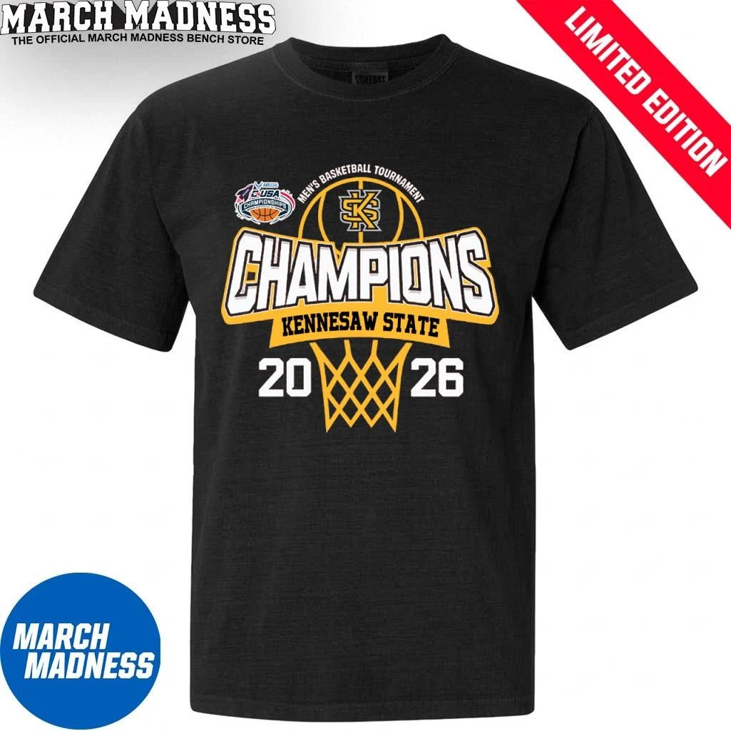 Official Kennesaw State Owls 2026 C-USA Men’s Basketball Tournament Champions T-Shirt