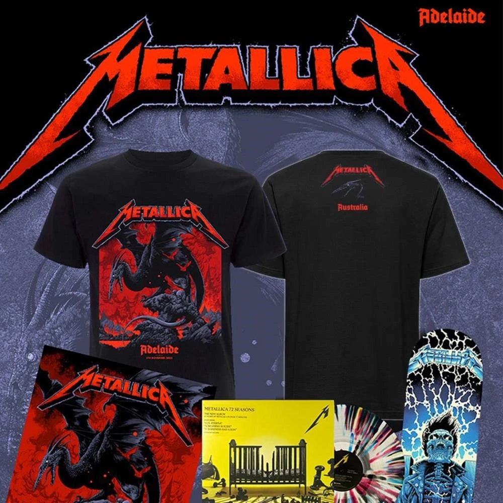 Official Metallica M72 Adelaide Australia Pop Up Shop Exclusive Tee By Ken Taylor At Adelaide Oval On November 5 2025 Pterosaur Art T-Shirt