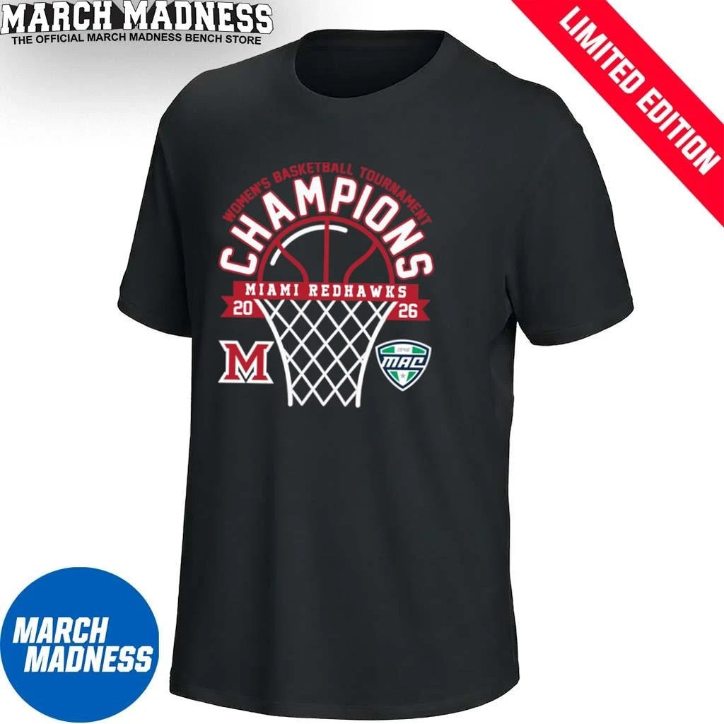 Official Miami Redhawks 2026 MAC Women’s Basketball Tournament Champions Shirt