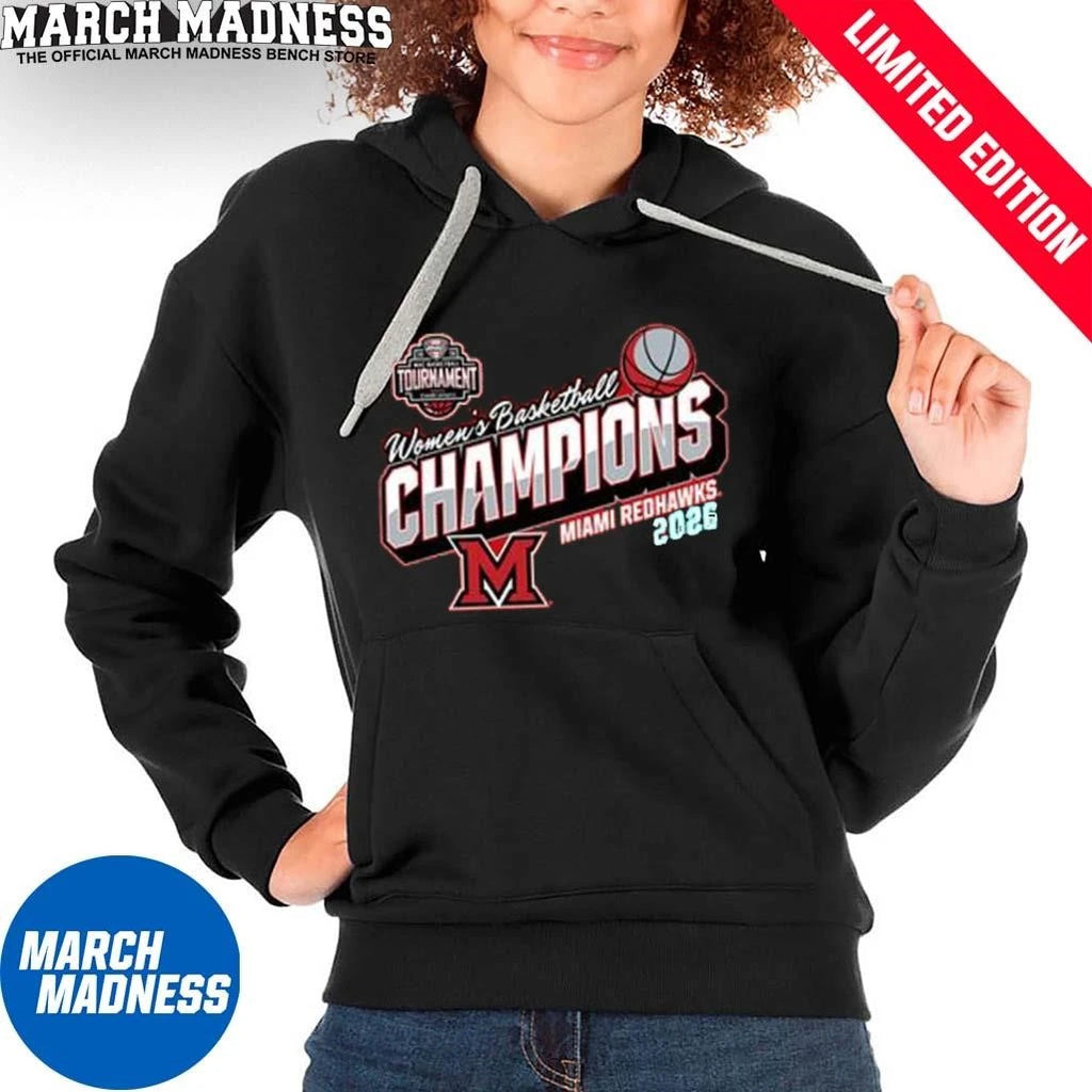 Official Miami Redhawks Women’s Basketball MAC Tournament Champions 2026 T-Shirt