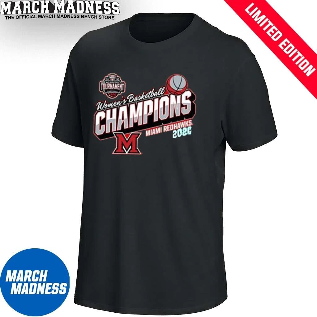 Official Miami Redhawks Women’s Basketball MAC Tournament Champions 2026 T-Shirt