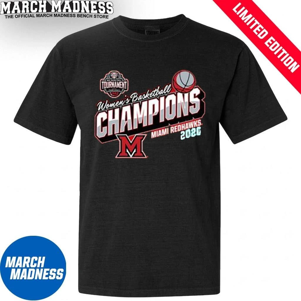 Official Miami Redhawks Women’s Basketball MAC Tournament Champions 2026 T-Shirt