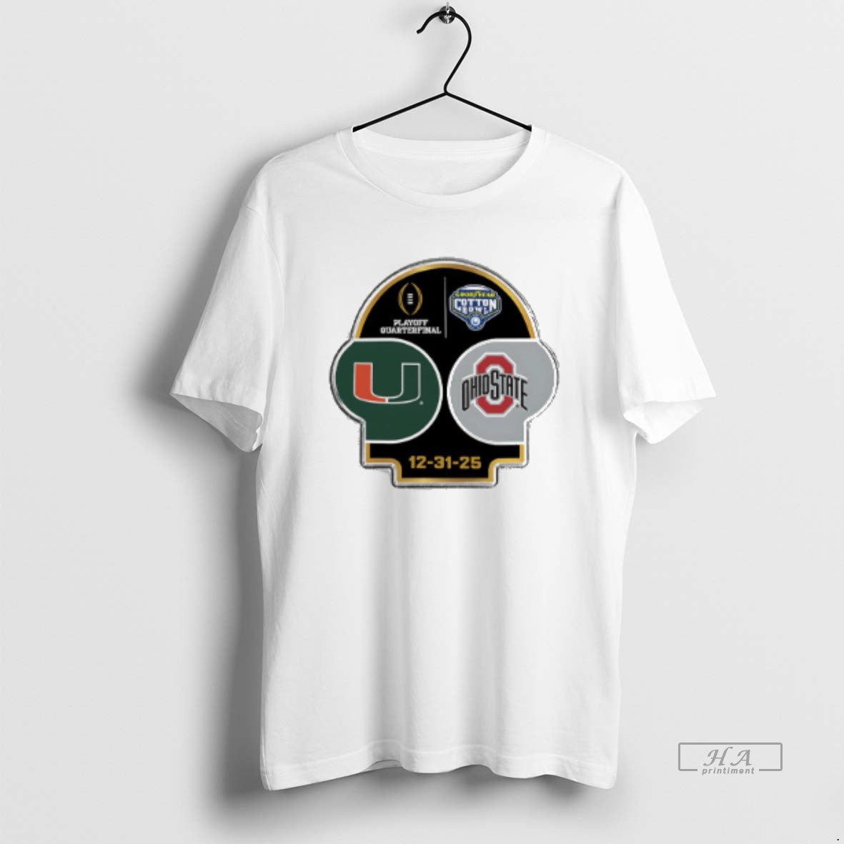 Official Miami Vs Ohio State Playoff Quarterfinal 2025 Goodyear Cotton Bowl T-Shirts, Hoodie, Sweatshirt | HypeCrazeTee.com