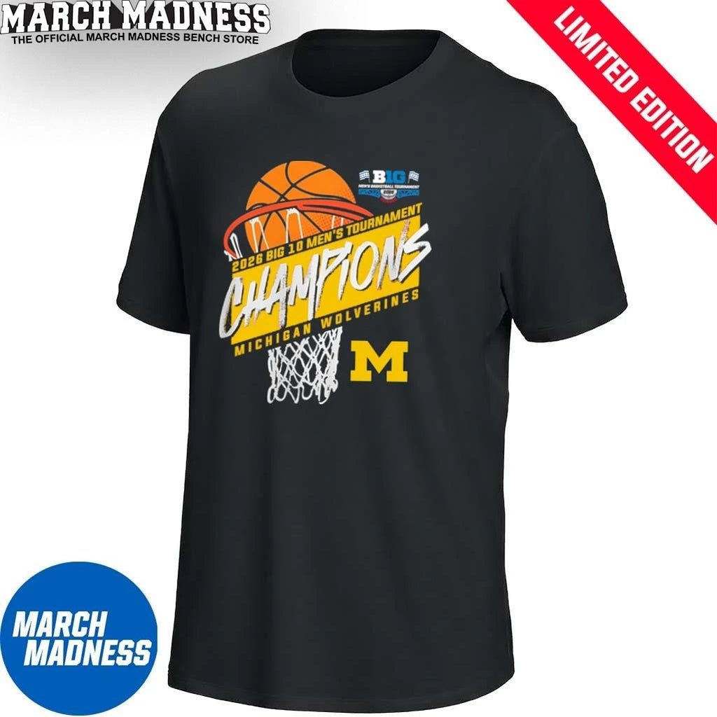 Official Michigan Men’s Basketball Big 10 Tournament Champions Basket T-Shirt