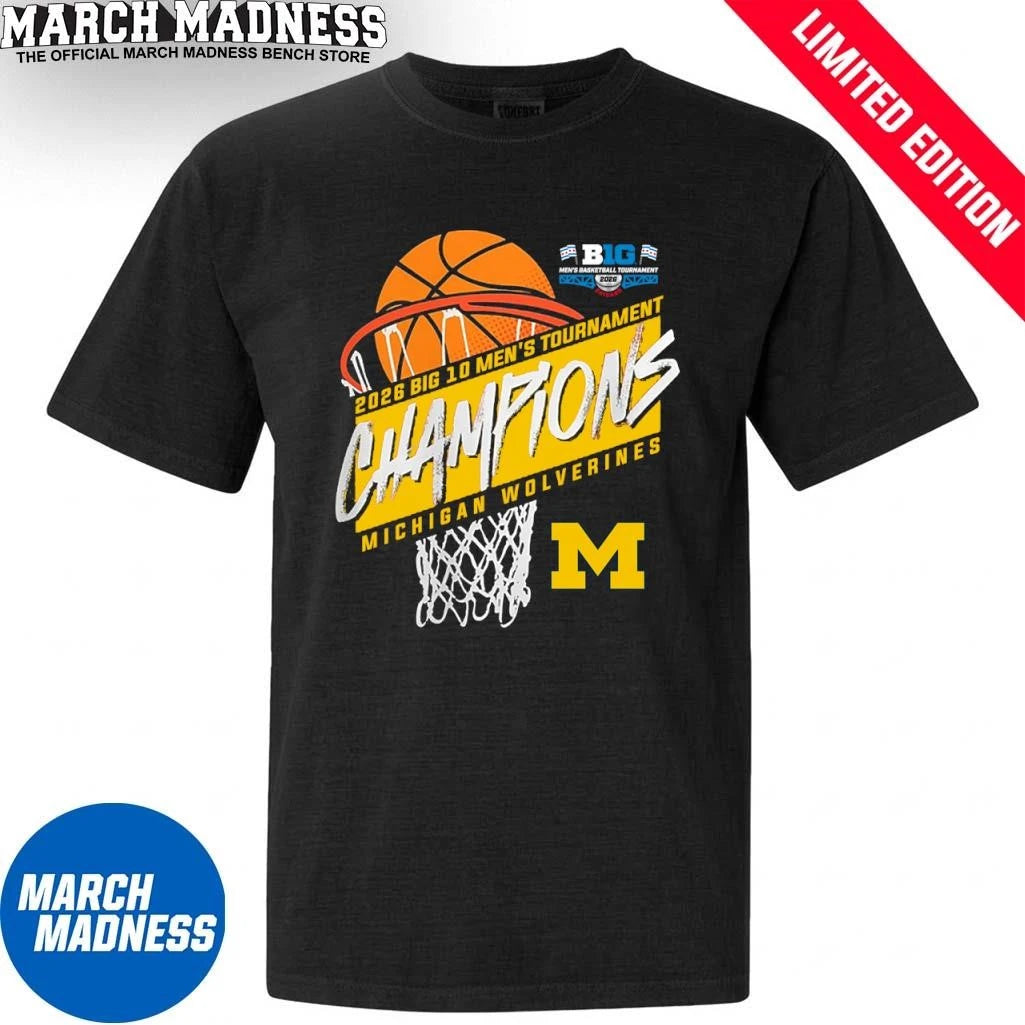Official Michigan Men’s Basketball Big 10 Tournament Champions Basket T-Shirt