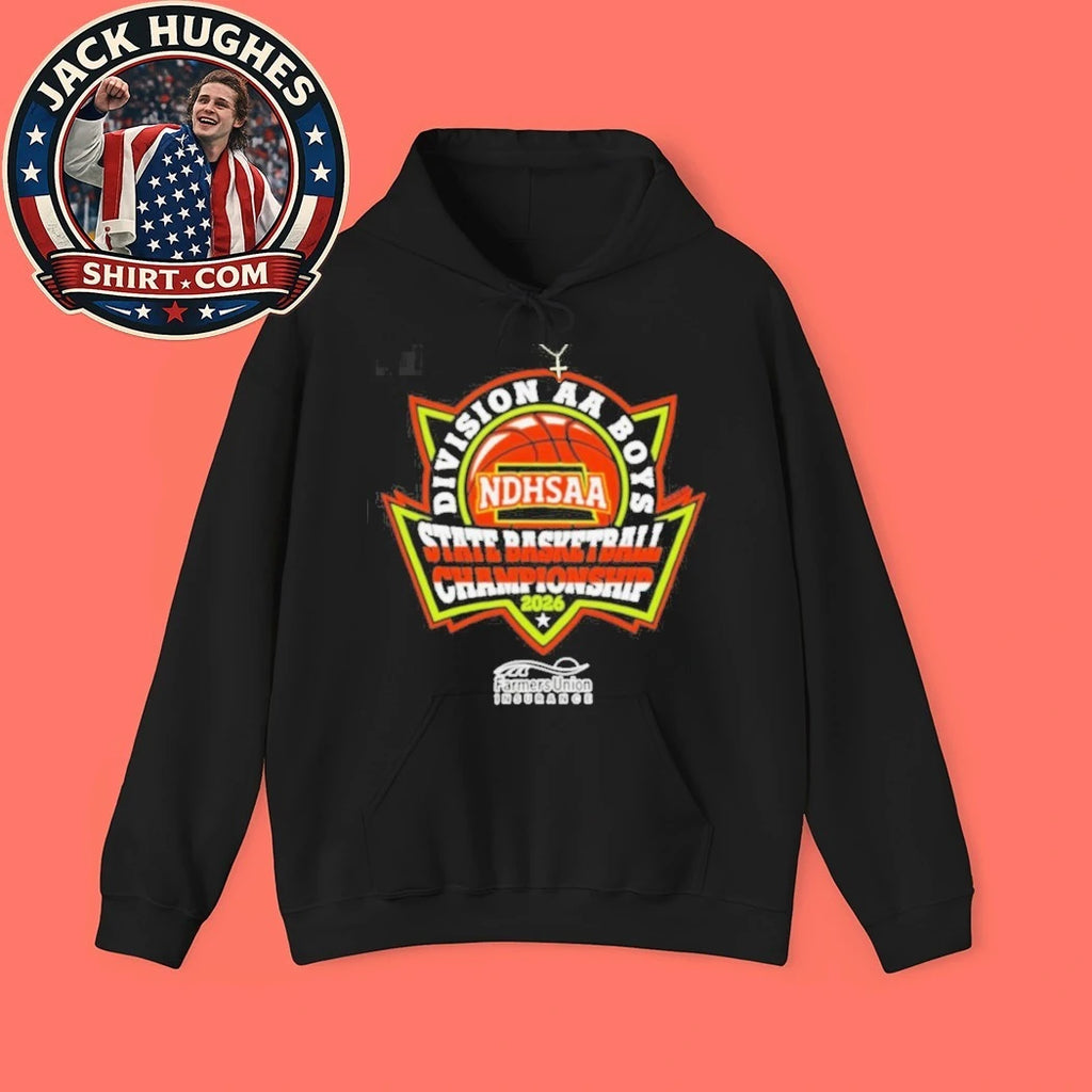 Official Ndhsaa Division Aa Boys State Basketball Championship 2026 Farmers Union Insurance Shirt