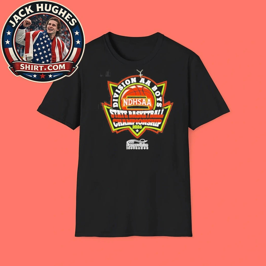 Official Ndhsaa Division Aa Boys State Basketball Championship 2026 Farmers Union Insurance Shirt